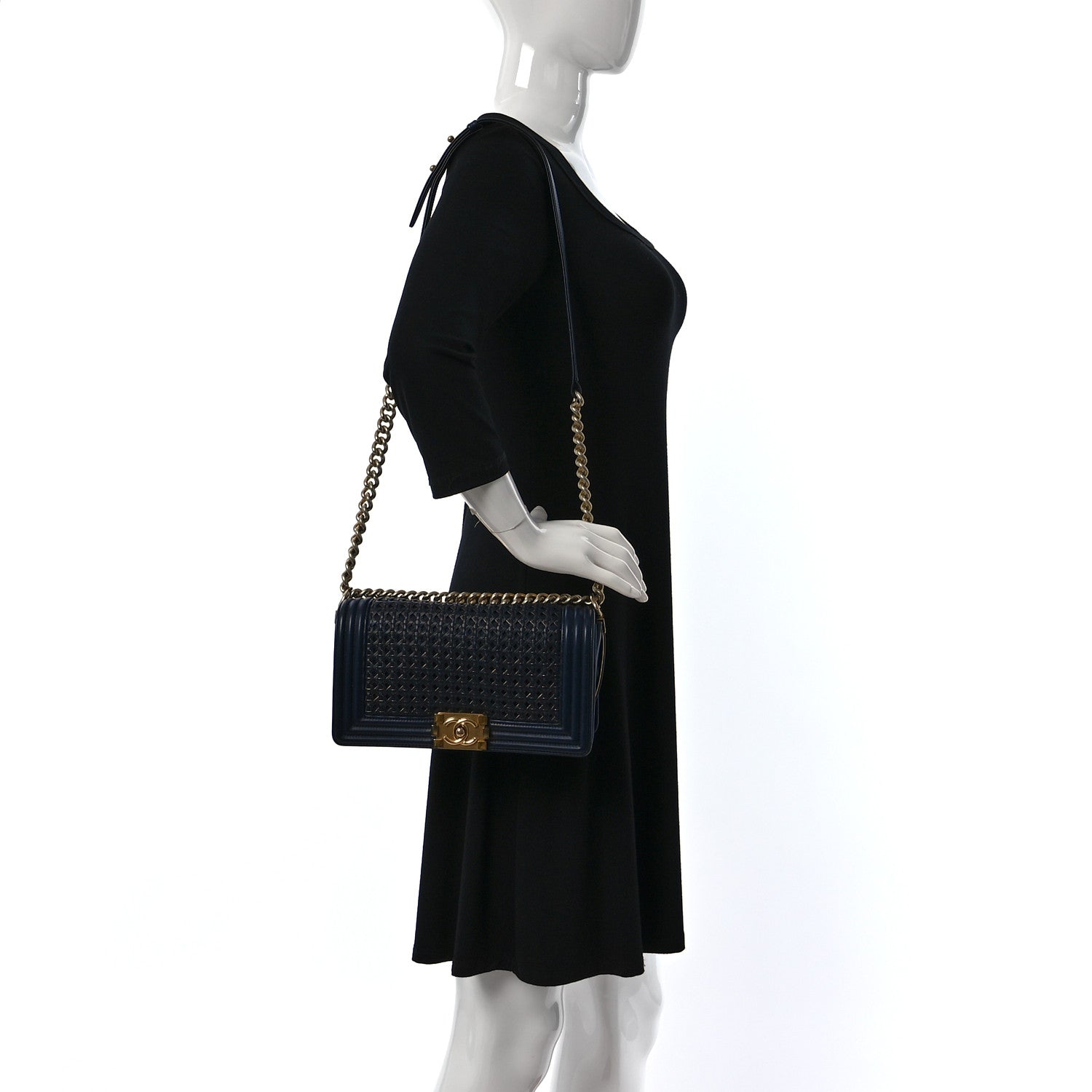Chanel Braided Sheepskin Medium Boy Flap Navy 2 of 9