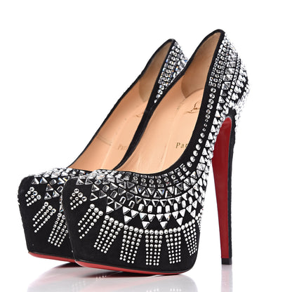 Christian Louboutin Veau Velour Crystal Decorapump 160 Platform Pumps 39.5 Black 3 of 8