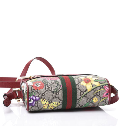 Gucci GG Supreme Monogram Flora Web Mini Ophidia Shoulder Bag Red 3 of 11