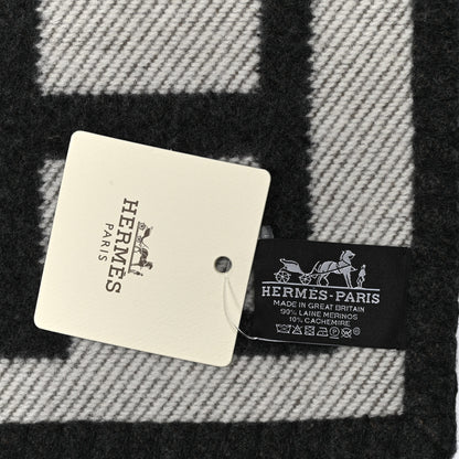Hermes Wool Cashmere Avalon Blanket Ecru Gris Fonce 3 of 3
