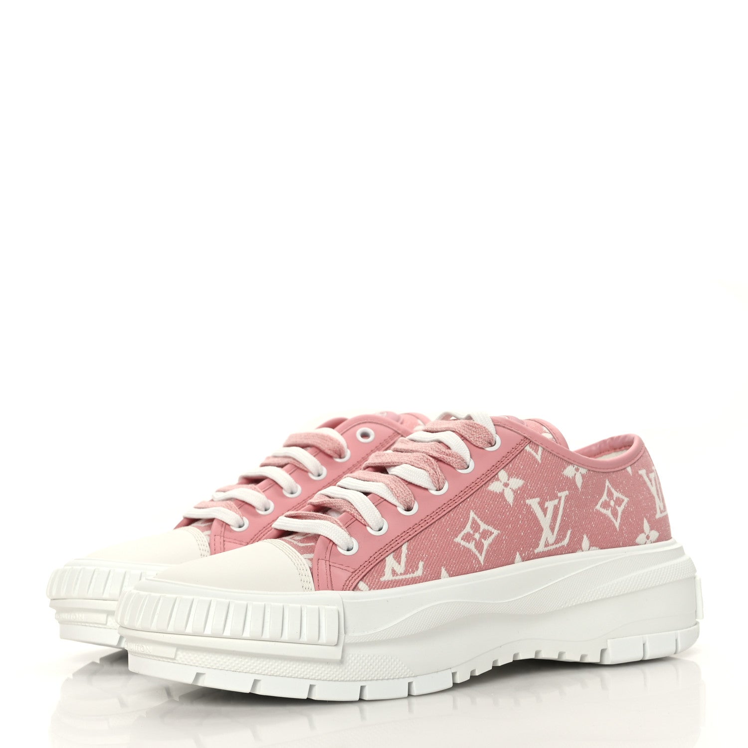 Louis Vuitton Denim Monogram Squad Sneakers 38.5 Pink 3 of 8