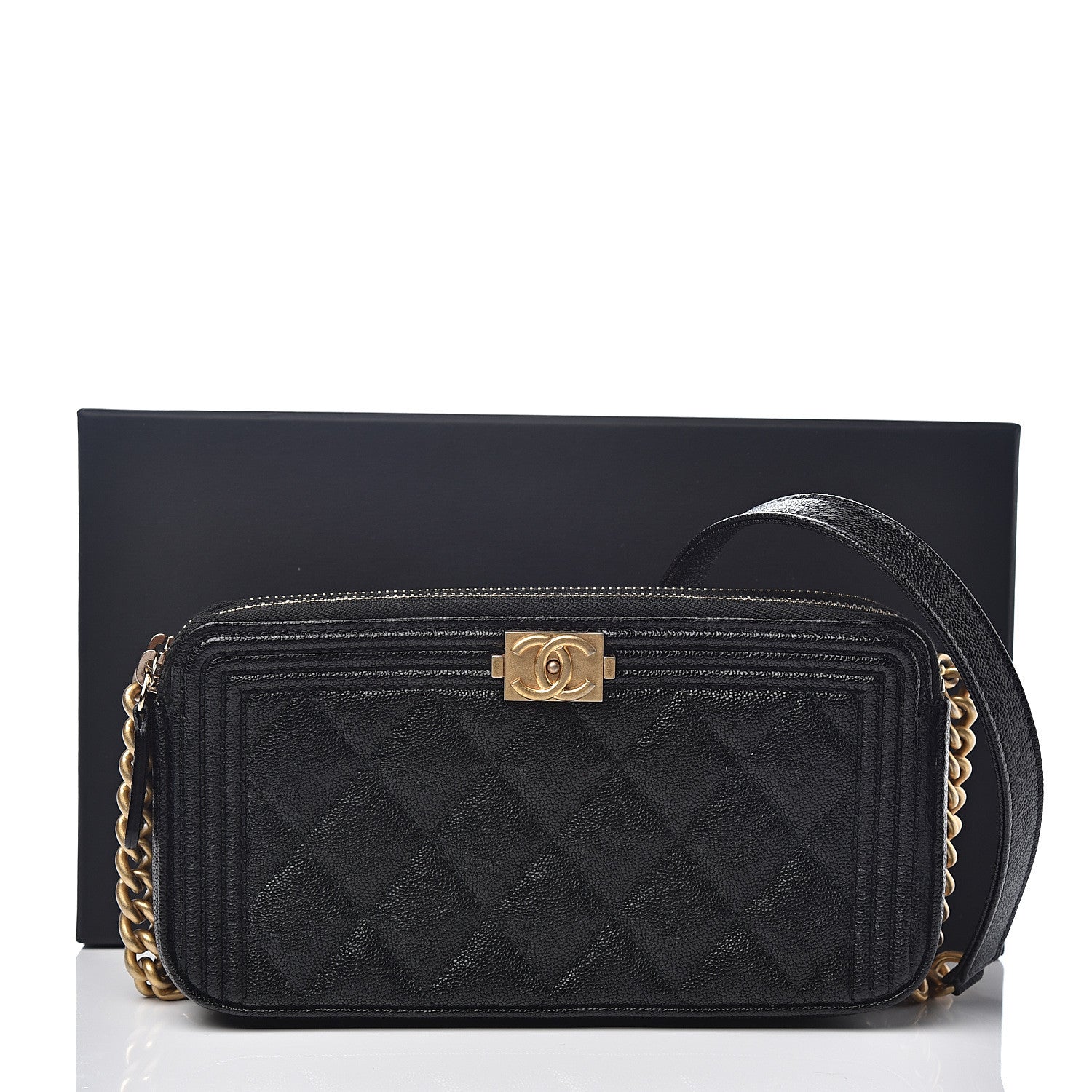 Chanel Caviar Quilted Small Boy Clutch With Chain Black 12 of 12