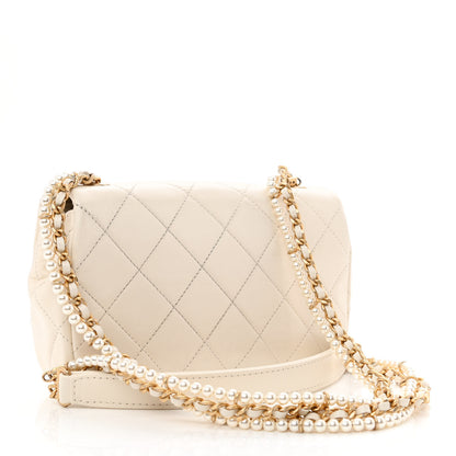 Chanel Calfskin Quilted Mini Crystal Pearls Rectangular Flap White 3 of 10