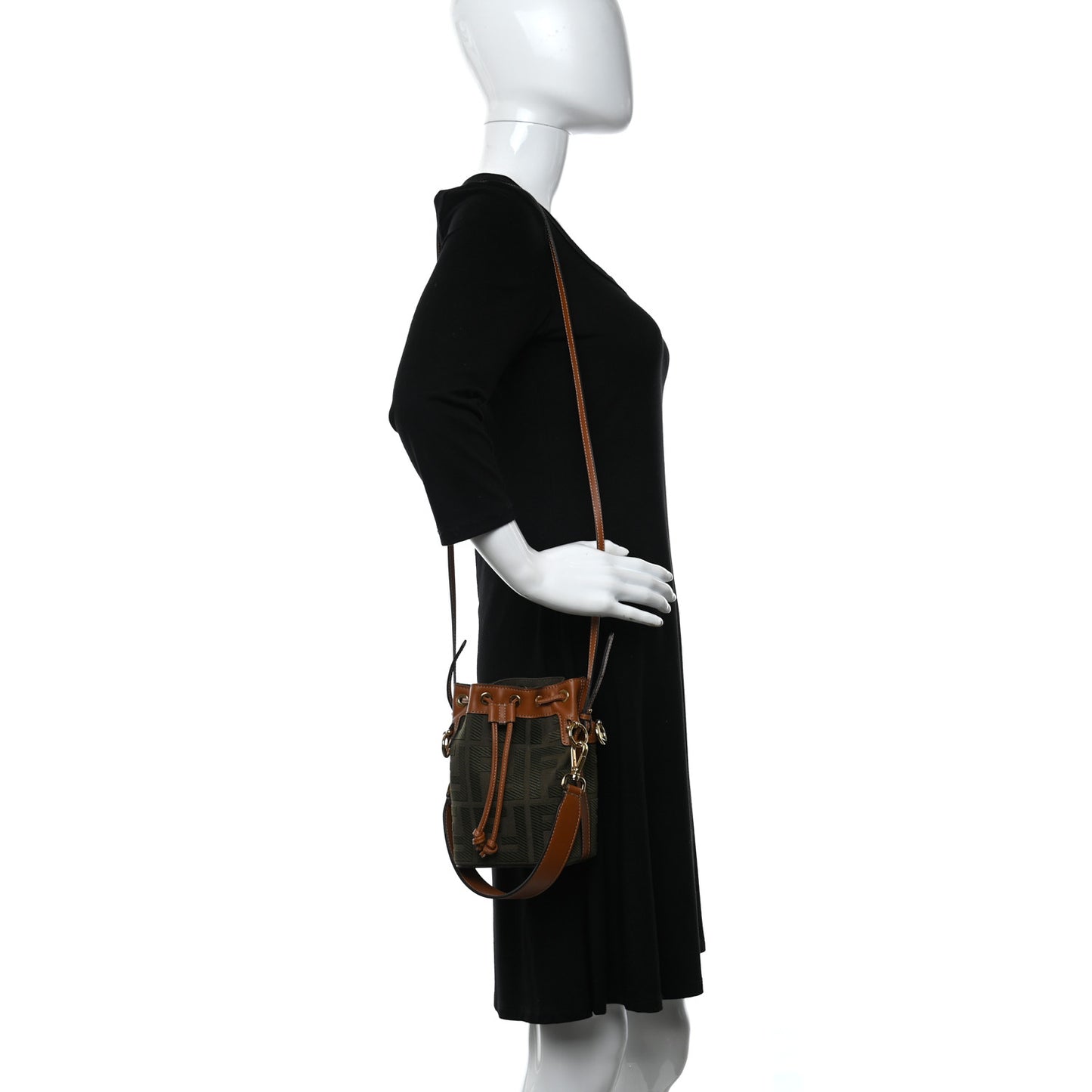 Canvas Vitello King F is Fendi FF Embroidered Mini Mon Tresor Bucket Bag Amazzonia Cuoio