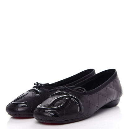 Chanel Lambskin Quilted Cambon Ballerina Flats 35.5 Black 3 of 12