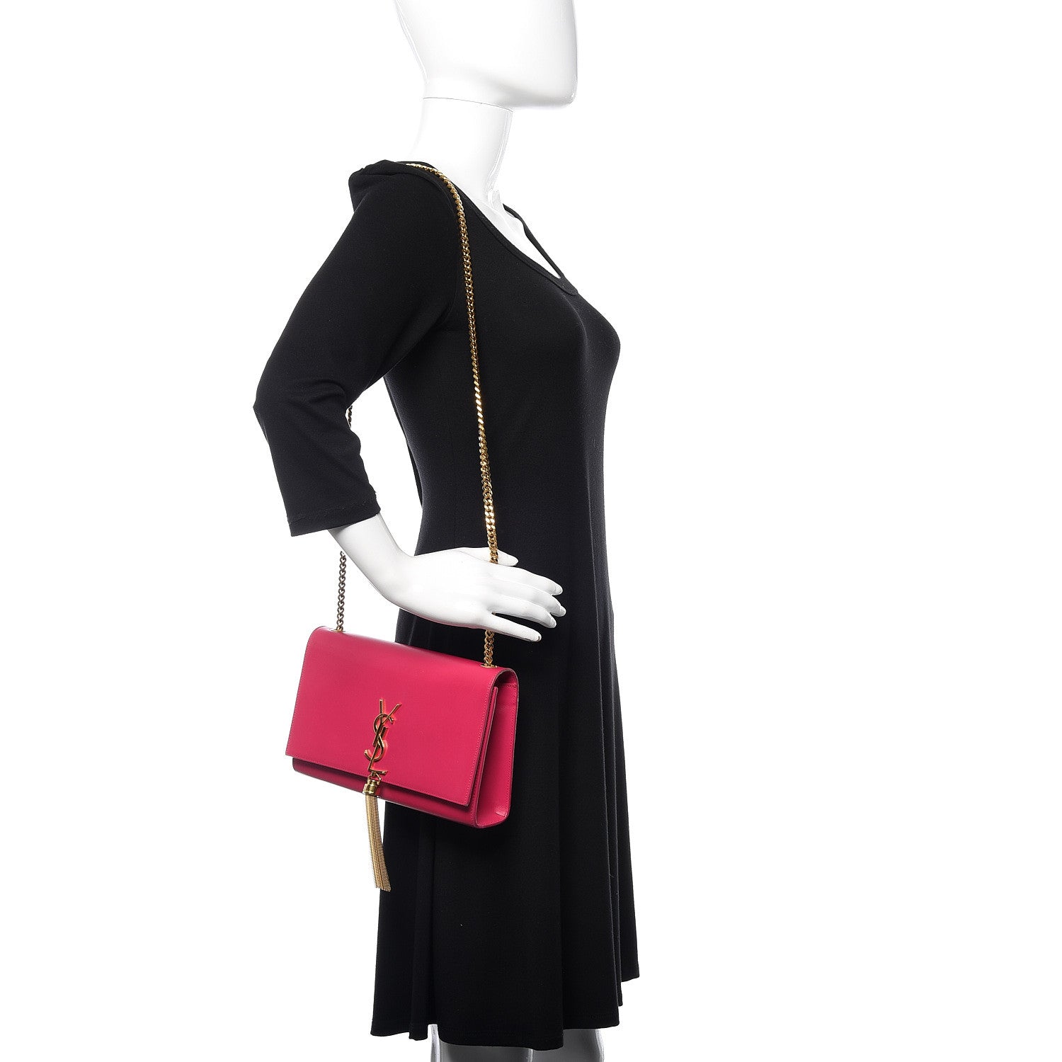 Saint Laurent Smooth Calfskin Medium Classic Monogram Kate Tassel Satchel Fuchsia 2 of 11