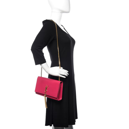 Saint Laurent Smooth Calfskin Medium Classic Monogram Kate Tassel Satchel Fuchsia 2 of 11