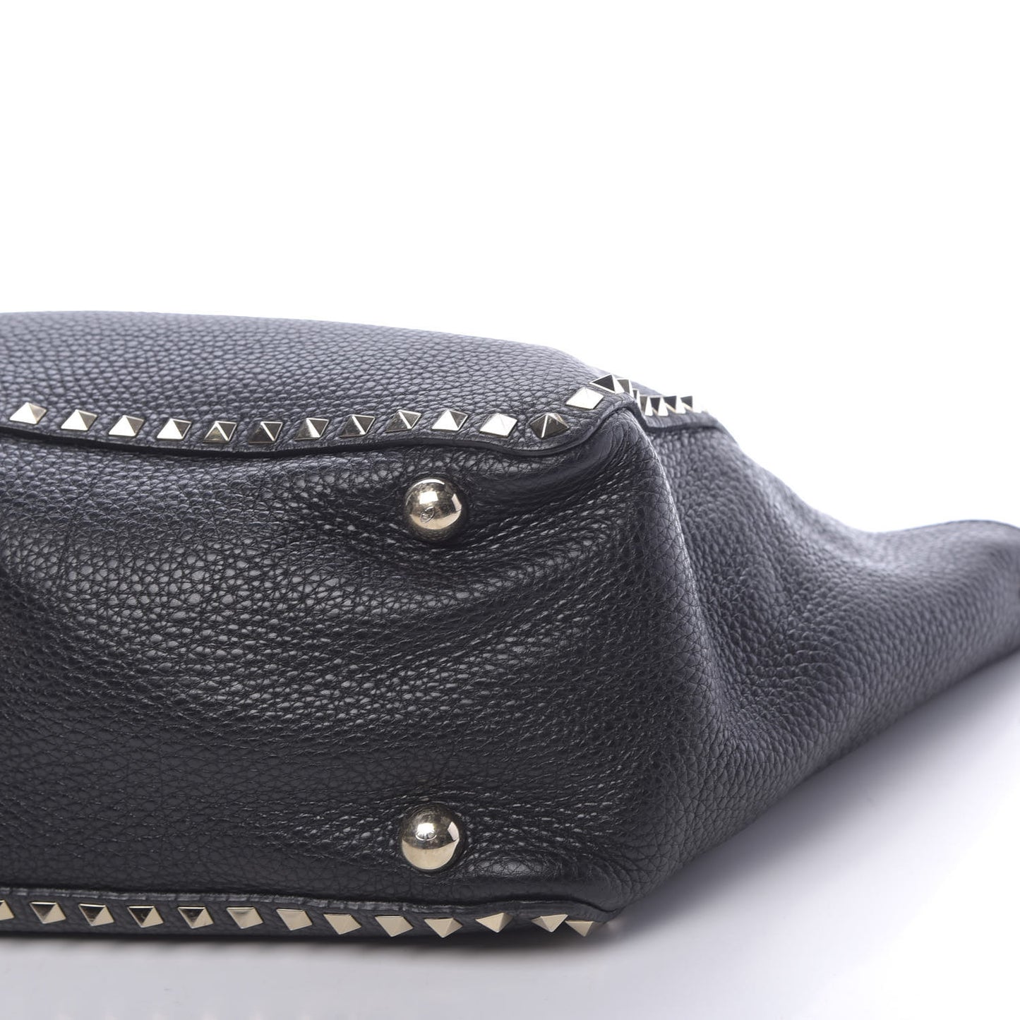 Pebbled Calfskin Medium Rockstud Tote Black