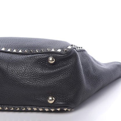 Valentino Garavani Pebbled Calfskin Medium Rockstud Tote Black 10 of 10