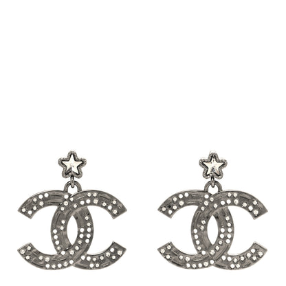 Chanel Ruthenium Crystal Star CC Drop Earrings 1 of 5