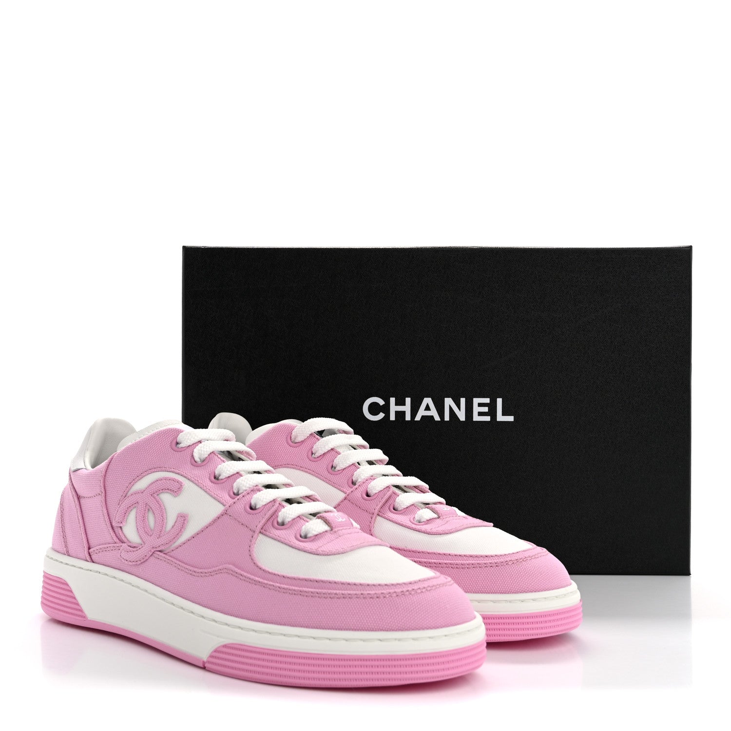 Chanel Cotton Sneakers 39 Pink White 10 of 10