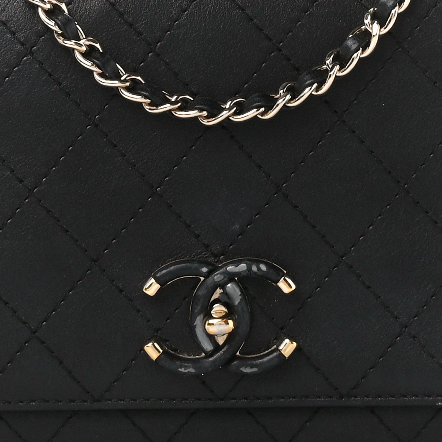 Chanel Calfskin Stitched Medium Covered CC Flap Bag Black 9 of 15