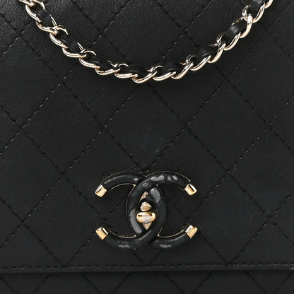 Chanel Calfskin Stitched Medium Covered CC Flap Bag Black 9 of 15