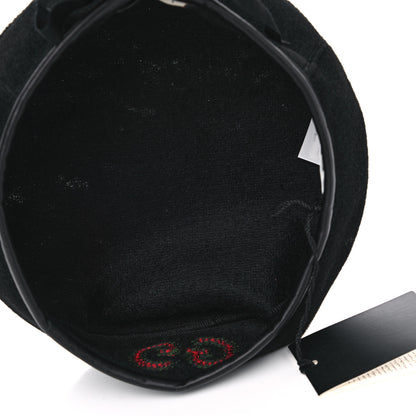 Gucci Felt Embroidered GG Patch Beret Hat Black 4 of 6