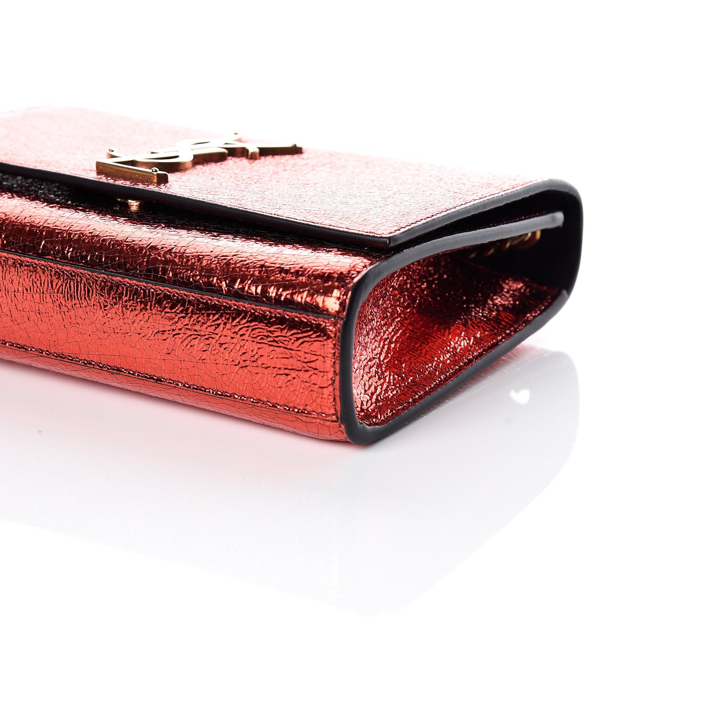 Metallic Calfskin Small Classic Monogram Kate Satchel Red