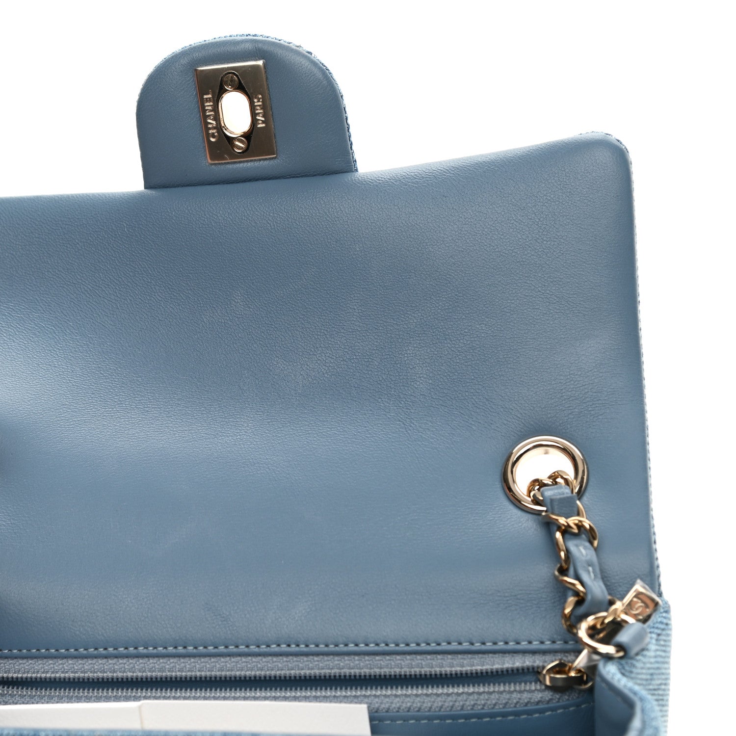 Chanel Denim Quilt Print Mini Rectangular Flap Light Blue 11 of 13