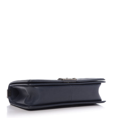Chanel Calfskin Double Stitch New Medium Boy Flap Navy Blue 4 of 9