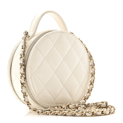 Chanel Lambskin Quilted Round Handle With Care Vanity With Chain White 2 of 12