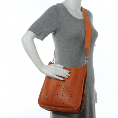Hermes Taurillon Clemence Evelyne II PM Potiron Orange 2 of 7