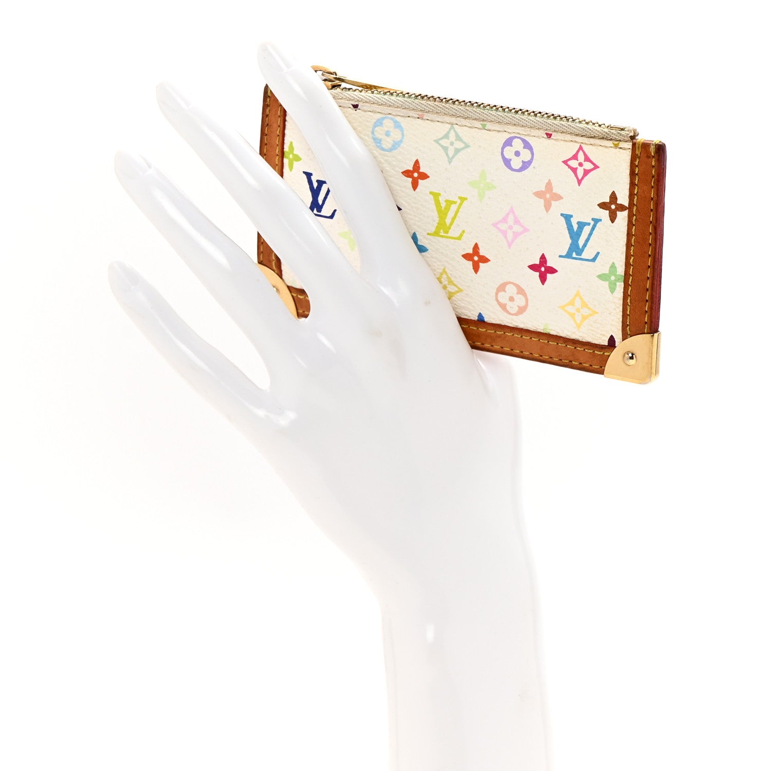 Louis Vuitton Monogram Multicolor Key Pouch White 2 of 8