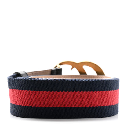 Gucci Nylon Calfskin Double G Web 40mm Belt 95 38 Blue Red Black 2 of 7
