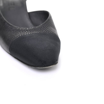 Chanel Lizard Grosgrain Cap Toe CC Slingback Sandals 37.5 Black 16 of 18