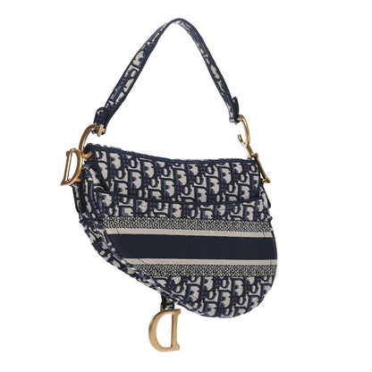 Christian Dior Oblique Embroidered Saddle Bag Blue 2 of 5
