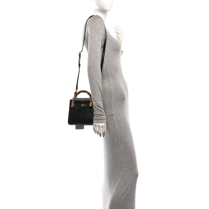 Gucci Textured Dollar Calfskin Web Mini Diana Tote Bag Black Dusty Grey 2 of 10