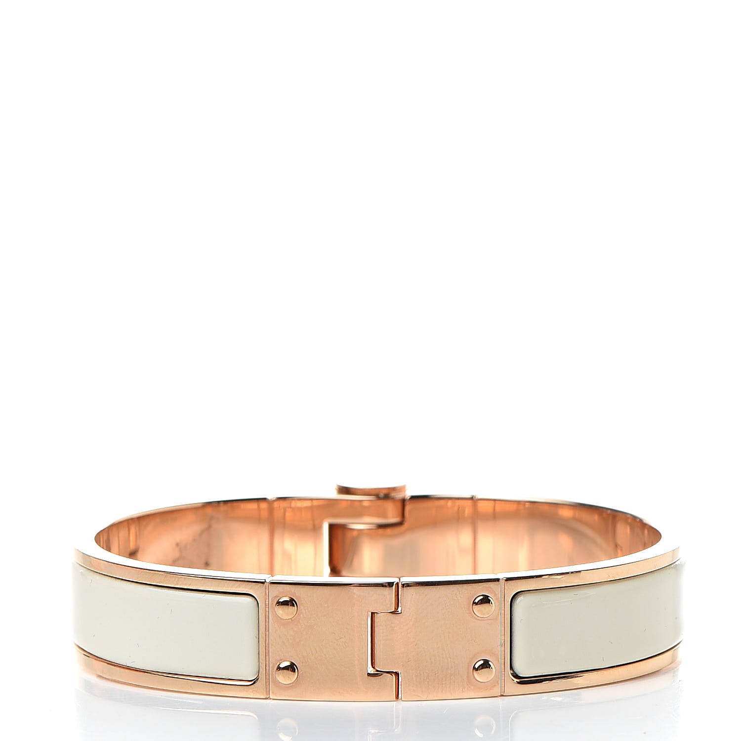 Hermes Enamel Charniere Uni Narrow Hinged Bracelet S Pannacotta 3 of 7