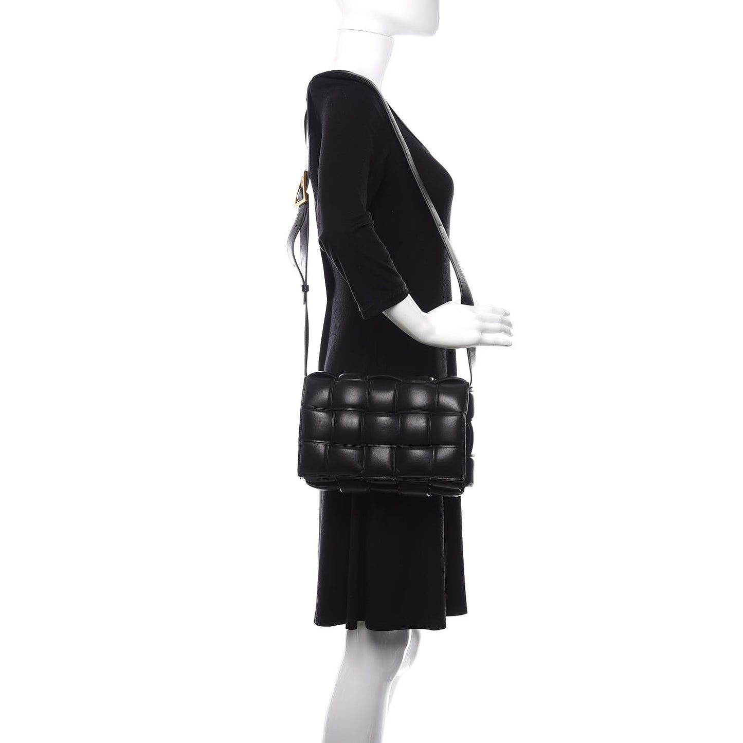 Nappa Maxi Intreccio Padded Cassette Crossbody Bag Black