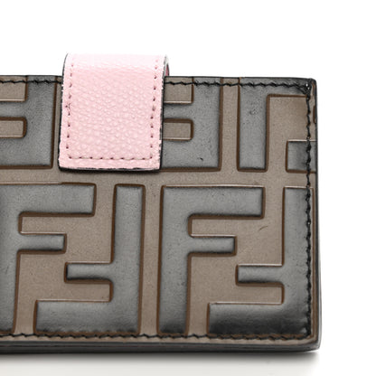 Fendi Vitello Cruise F is Fendi Bi-Color FF 1974 Embossed Gusseted Card Holder Maya Black Peonia 9 of 10