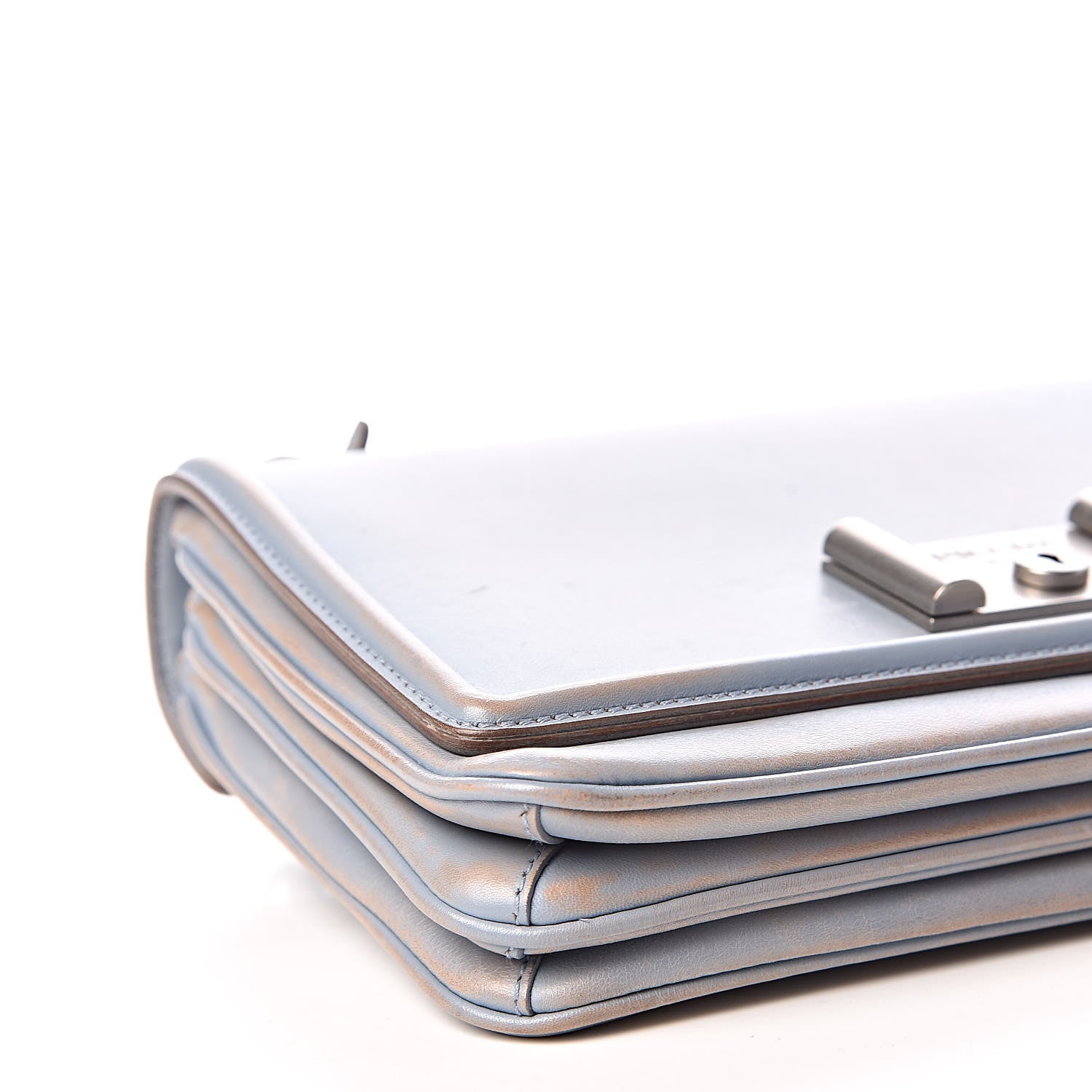 Prada Vitello Vintage Metal Closure Shoulder Bag Light Blue 5 of 18