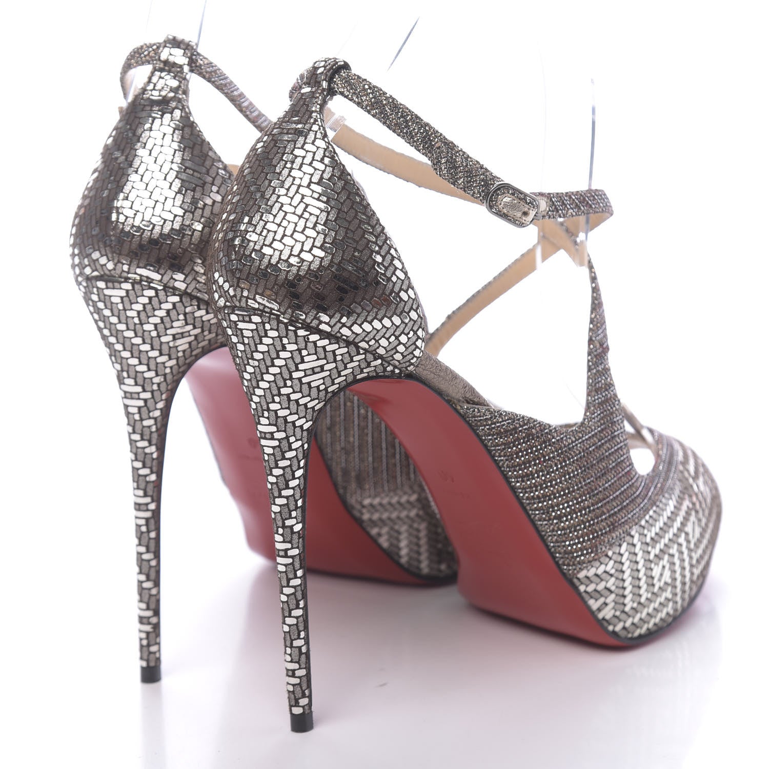 Christian Louboutin Kid Lame Glitter Specchio Mira Bella 120 Sandals 40 Roche 4 of 8