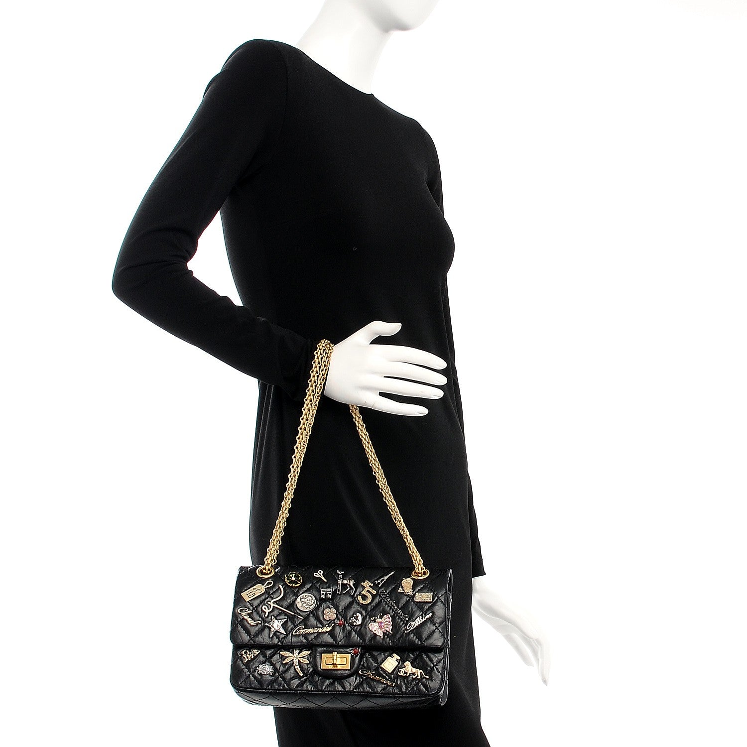 Chanel Aged Calfskin Lucky Charms 2.55 Reissue 225 Flap Black 2 of 10