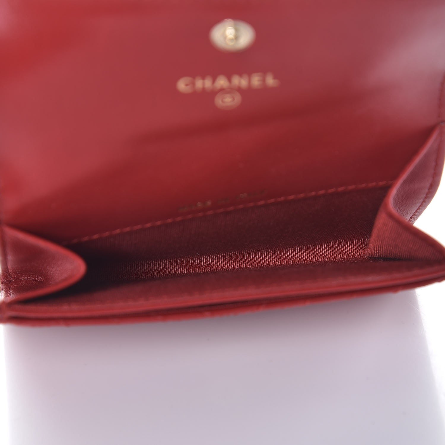 Chanel Calfskin Chevron Quilted Boy Card Holder Wallet Red 5 of 9