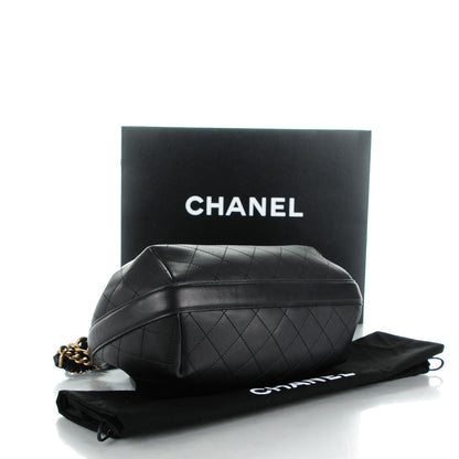Chanel Calfskin Stitched Medium Drawstring CC Bag Black 4 of 7