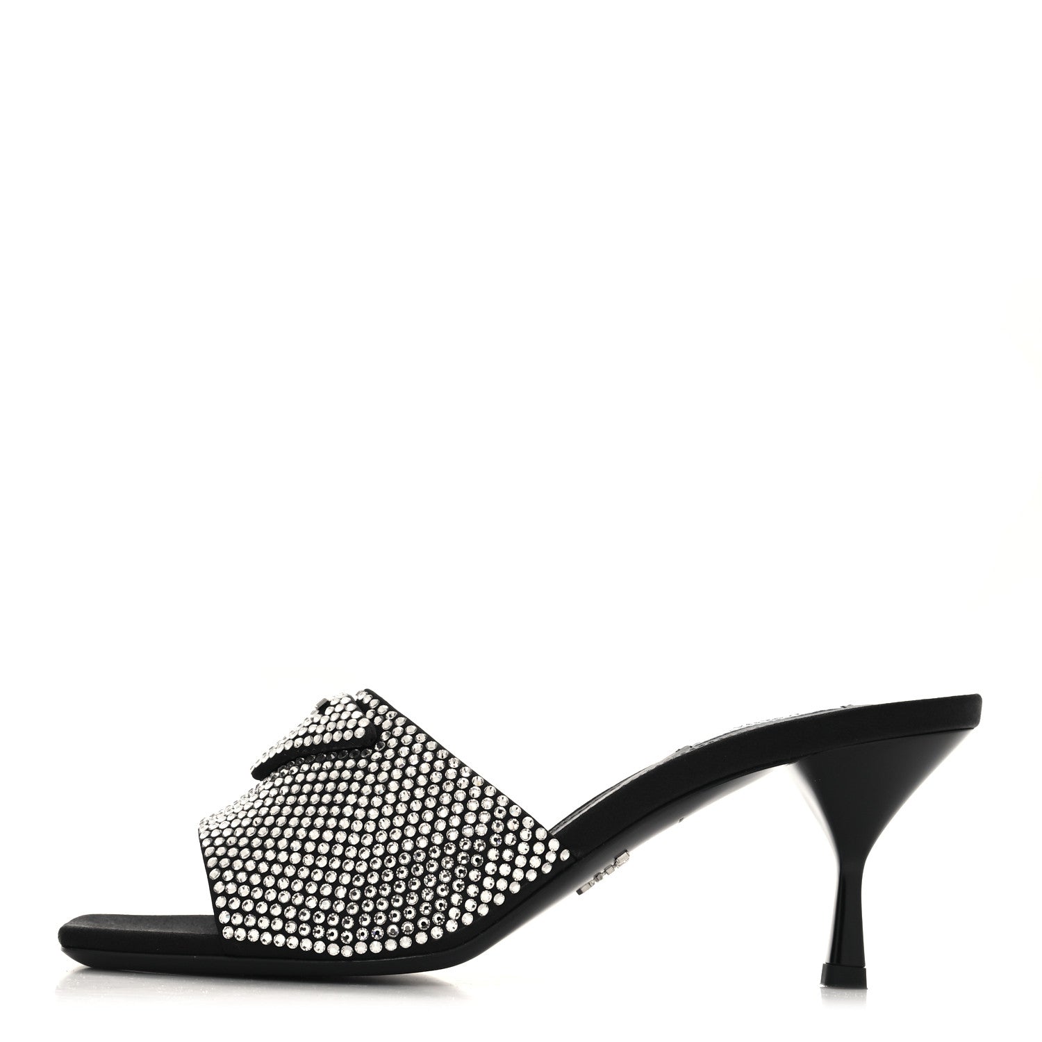 Prada Satin Crystal Logo 65mm Slide Sandals 41 Cristal 1 of 8