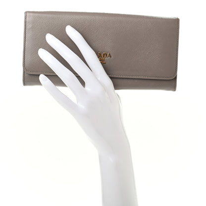 Prada Saffiano Metal Continental Flap Wallet Argilla 2 of 11