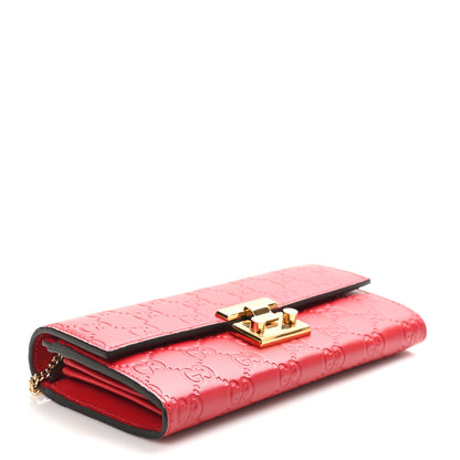 Gucci Guccissima Padlock Continental Chain Wallet Hibiscus Red 4 of 10