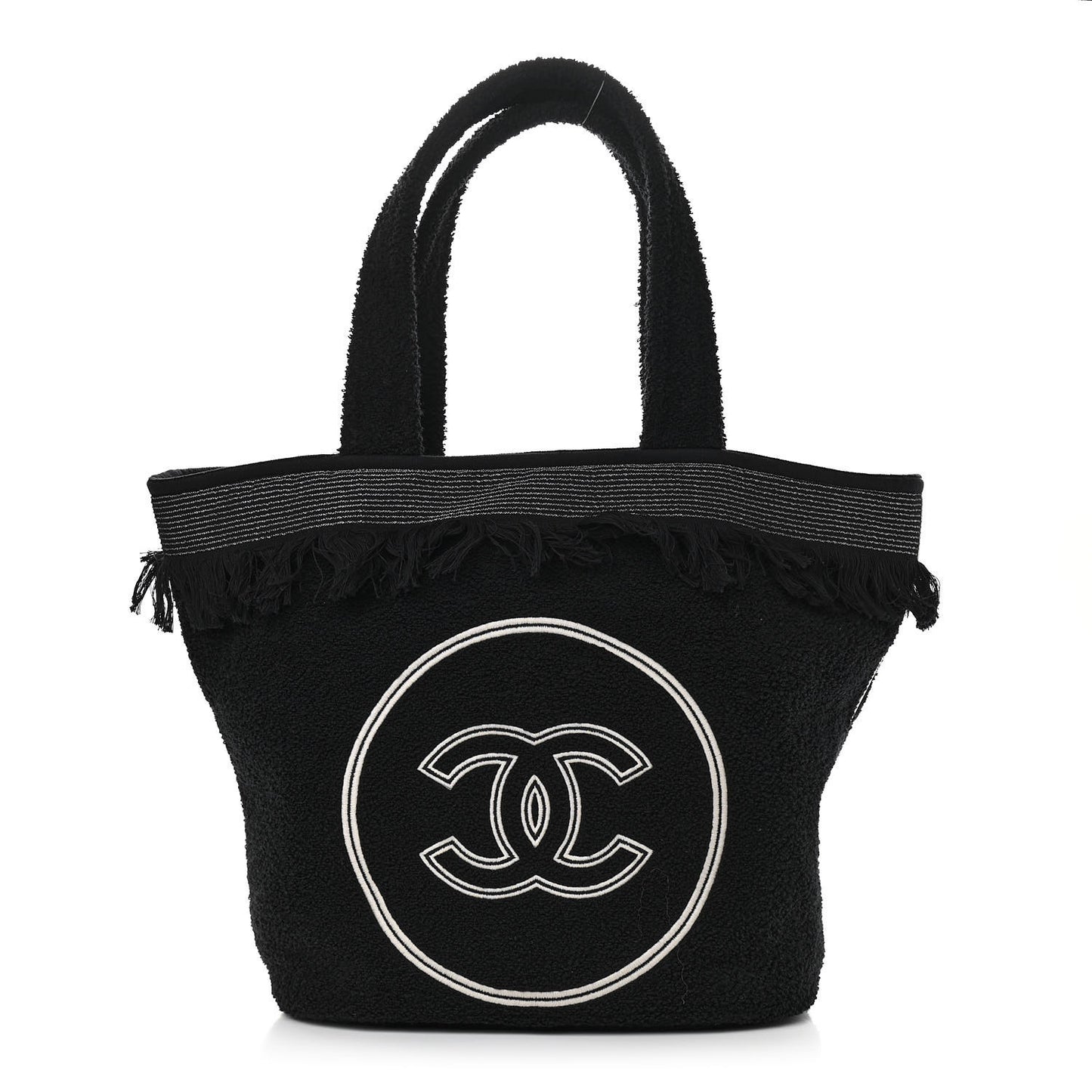 Terry Cotton CC Beach Tote Towel Set Black