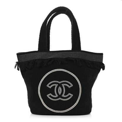 Chanel Terry Cotton CC Beach Tote Towel Set Black 3 of 10