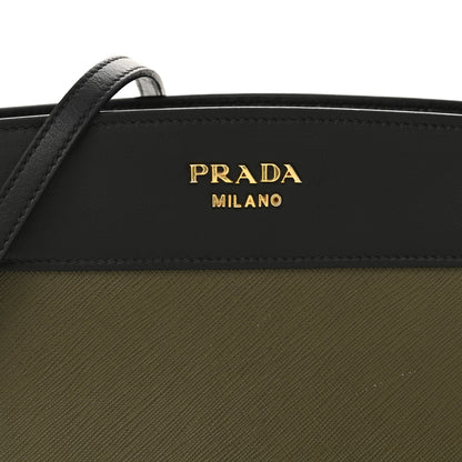 Prada Saffiano City Calfskin Bandoliera Bag Militare Black 8 of 11