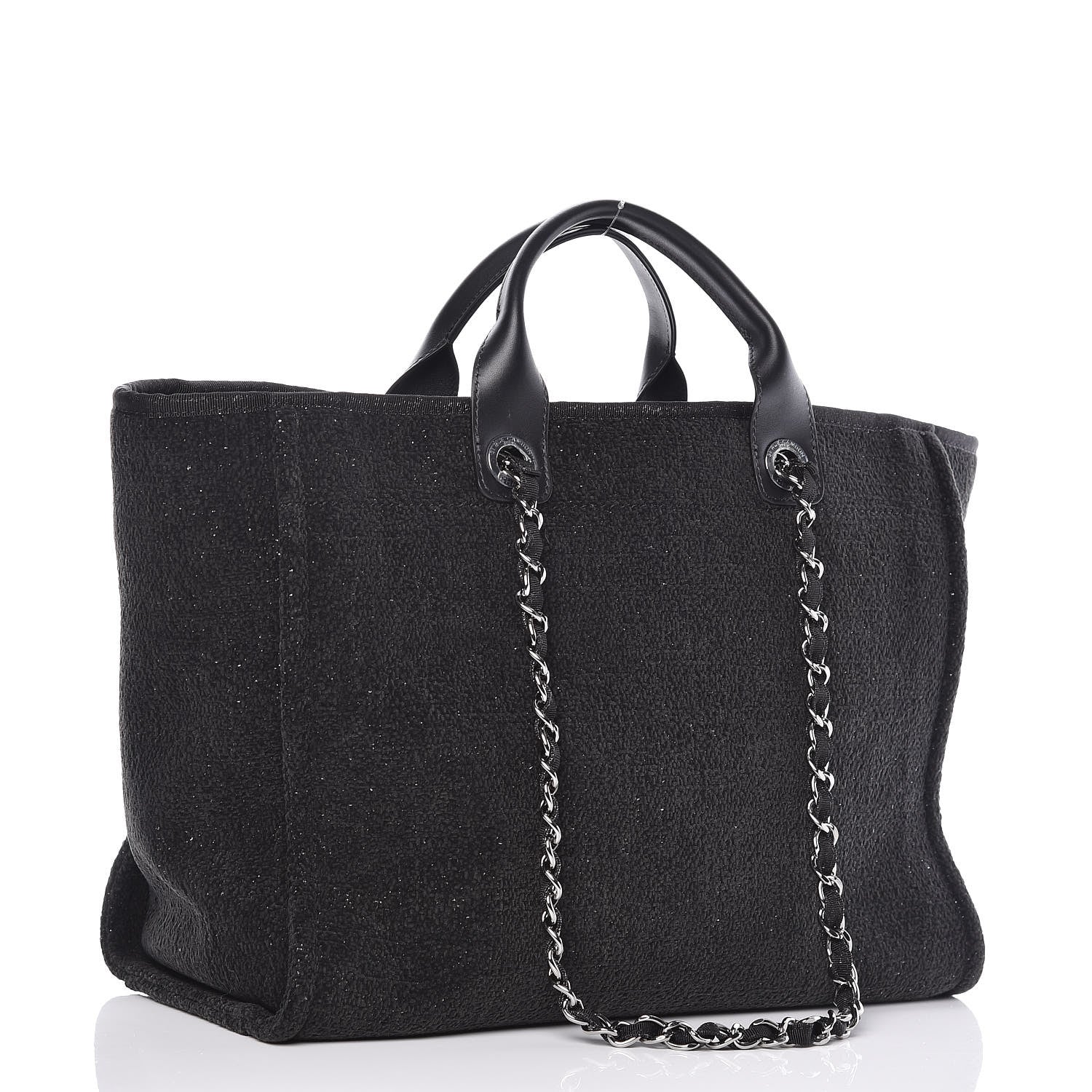 Chanel Lurex Boucle Large Deauville Tote Black 3 of 9