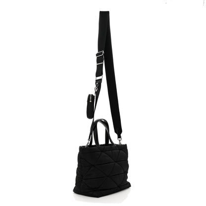 Prada Re-Nylon Nappa Triangle Quilted Padded Double Handled Zip Pocket Tote Black 3 of 12