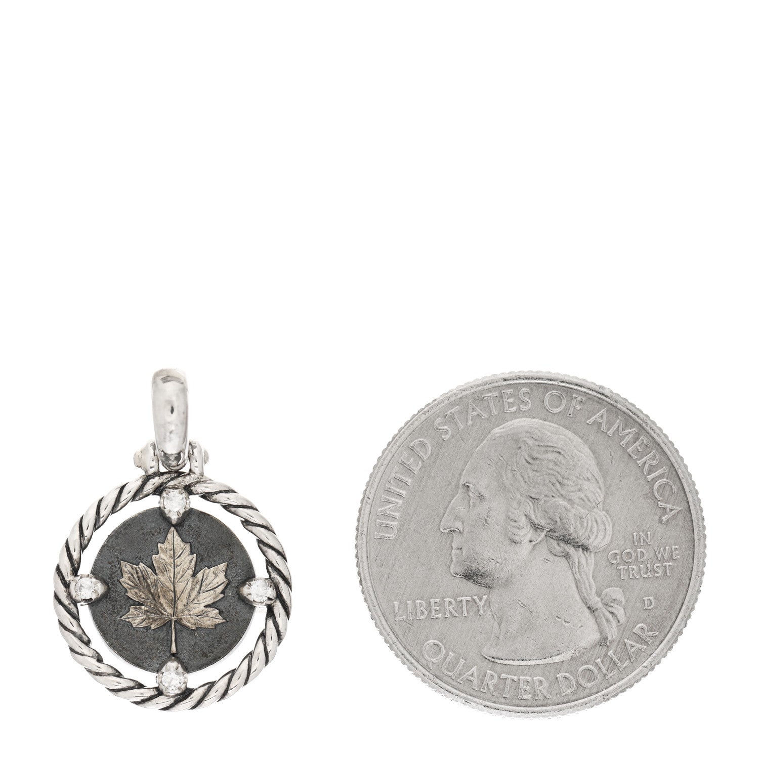 David Yurman Sterling Silver Diamond Canada Charm Enhancer Pendant 2 of 3