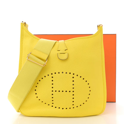 Hermes Taurillon Clemence Evelyne III PM Lime 13 of 13