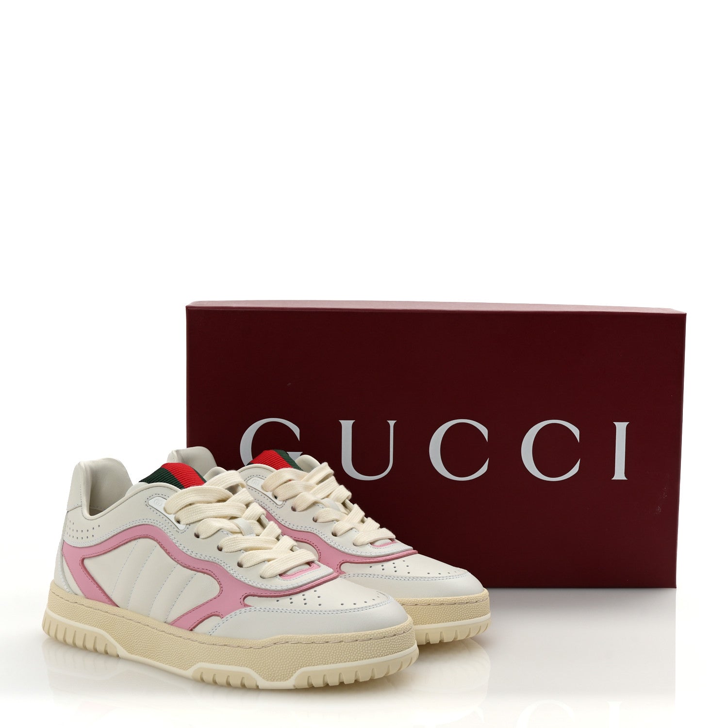 Gucci Calfskin Womens Re-Web Sneakers 36 White Pink 10 of 10