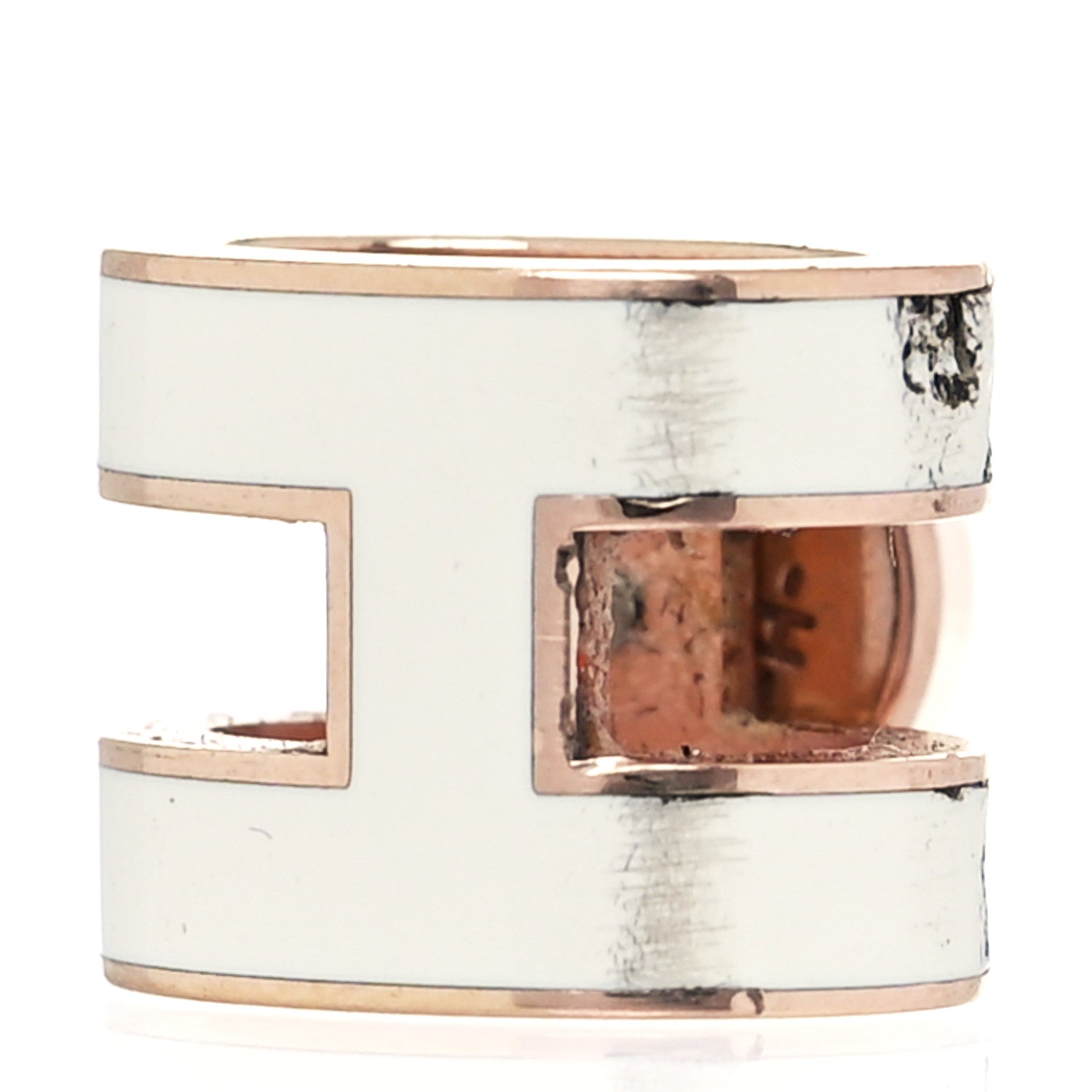 Hermes Rose Gold Lacquered Mini Pop H Earrings White 8 of 11