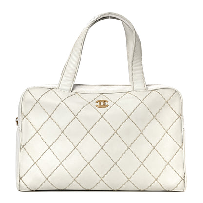 Chanel Calfskin Wild Stitch Top Handle Bag White 1 of 21