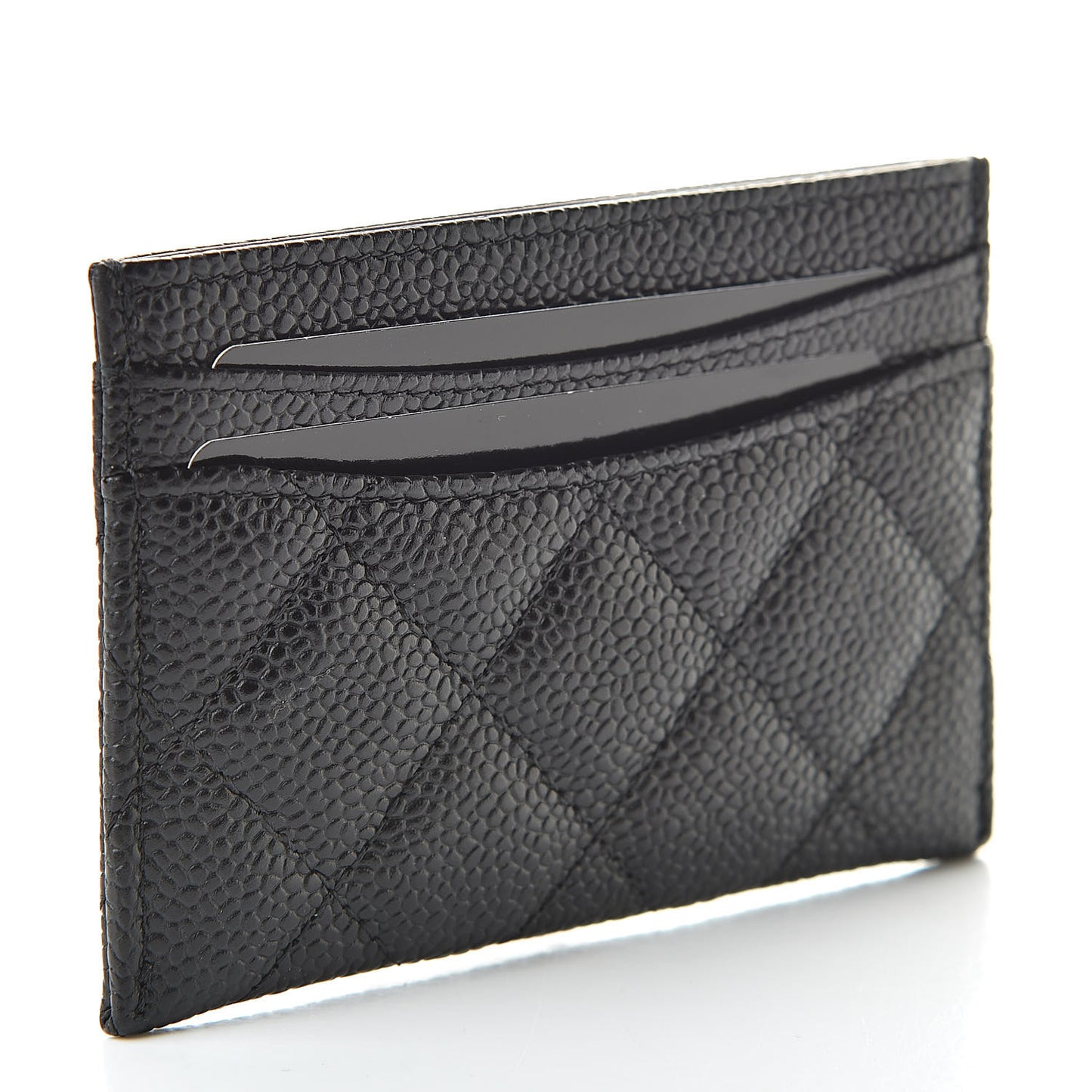 Caviar Quilted Card Holder Black